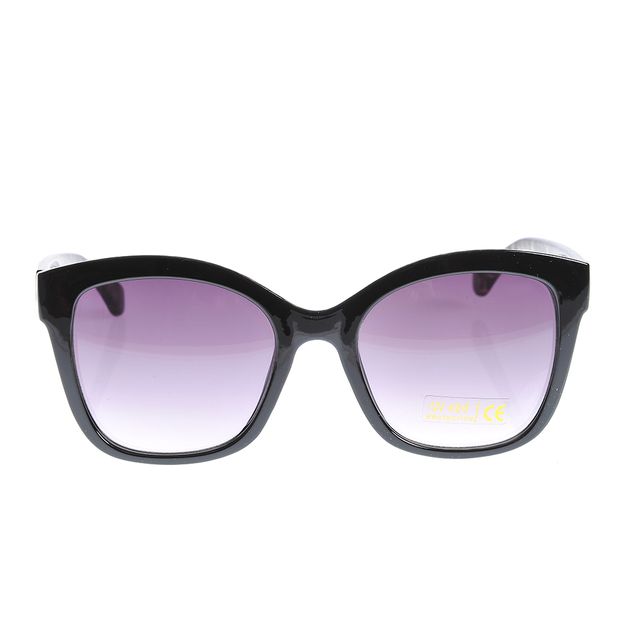 Ochelari de soare cu rama oversize neagra si lentile mov degrade