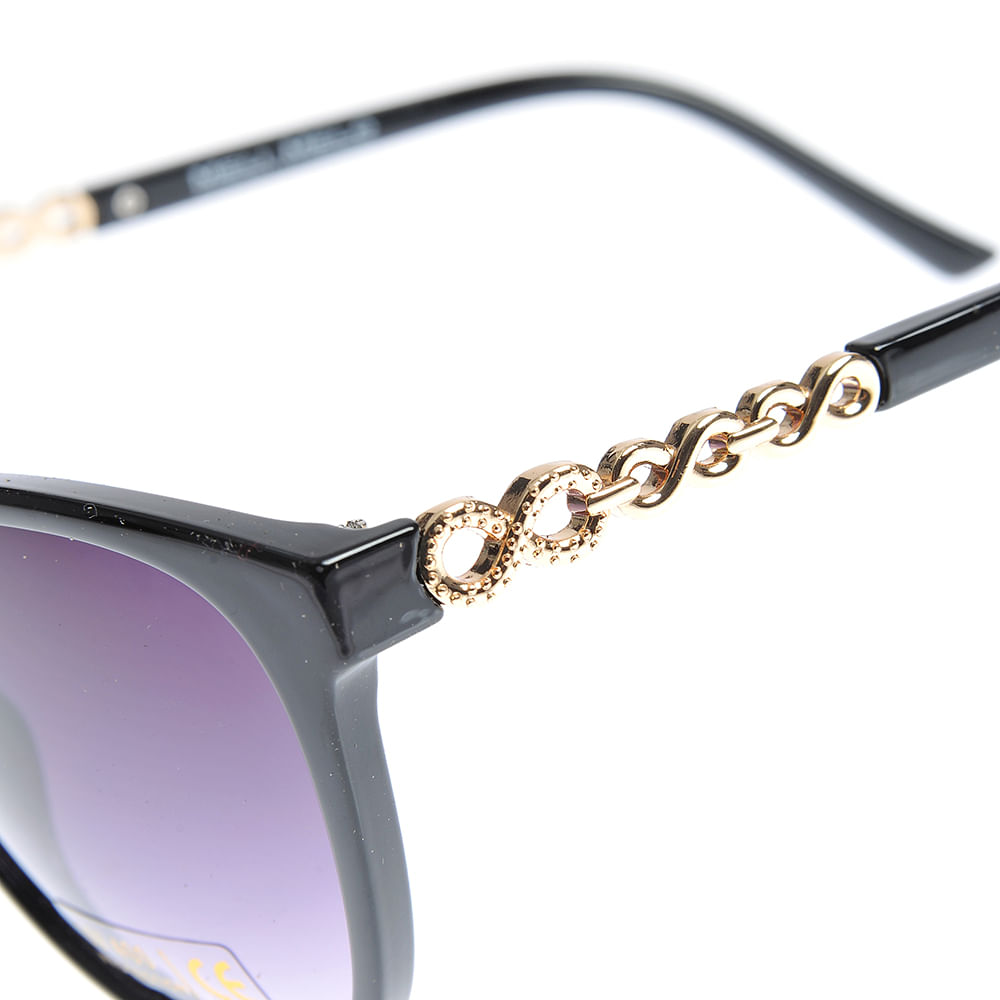 Ochelari de soare cat-eye cu rama neagra si detalii aurii pe brate - 2 | YEO