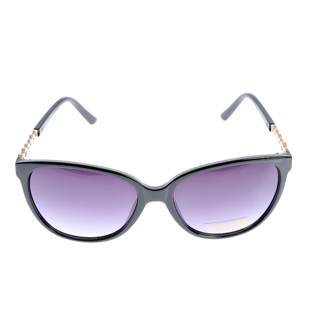 Ochelari de soare cat-eye cu rama neagra si detalii aurii pe brate - 3 | YEO