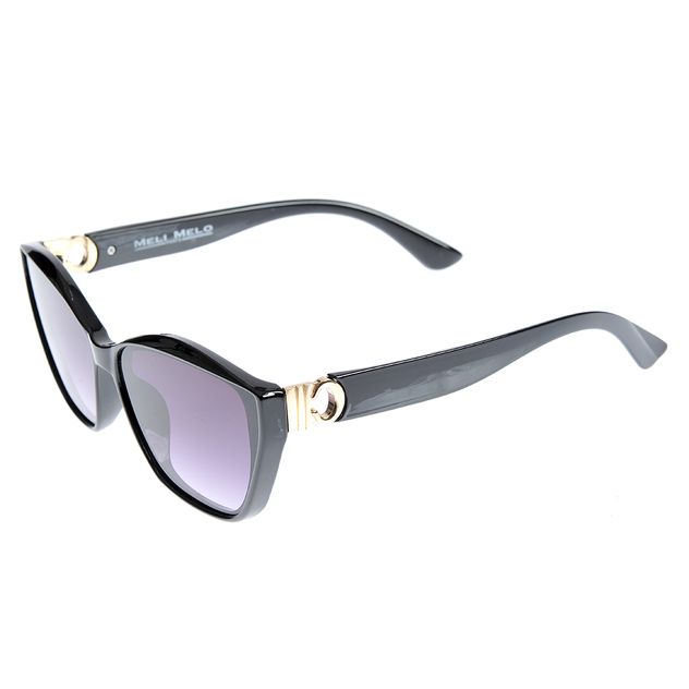 Ochelari de soare cat-eye cu rama neagra lucioasa si lentile degrade mov