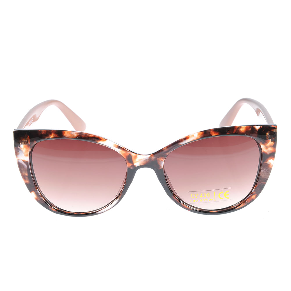 Ochelari de soare cat-eye cu imprimeu tortoise si lentile degrade roz