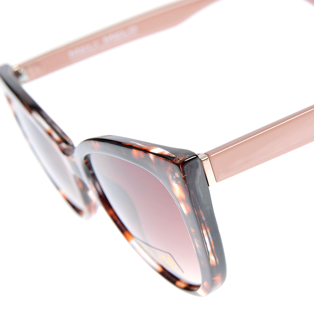 Ochelari de soare cat-eye cu imprimeu tortoise si lentile degrade roz - 2 | YEO