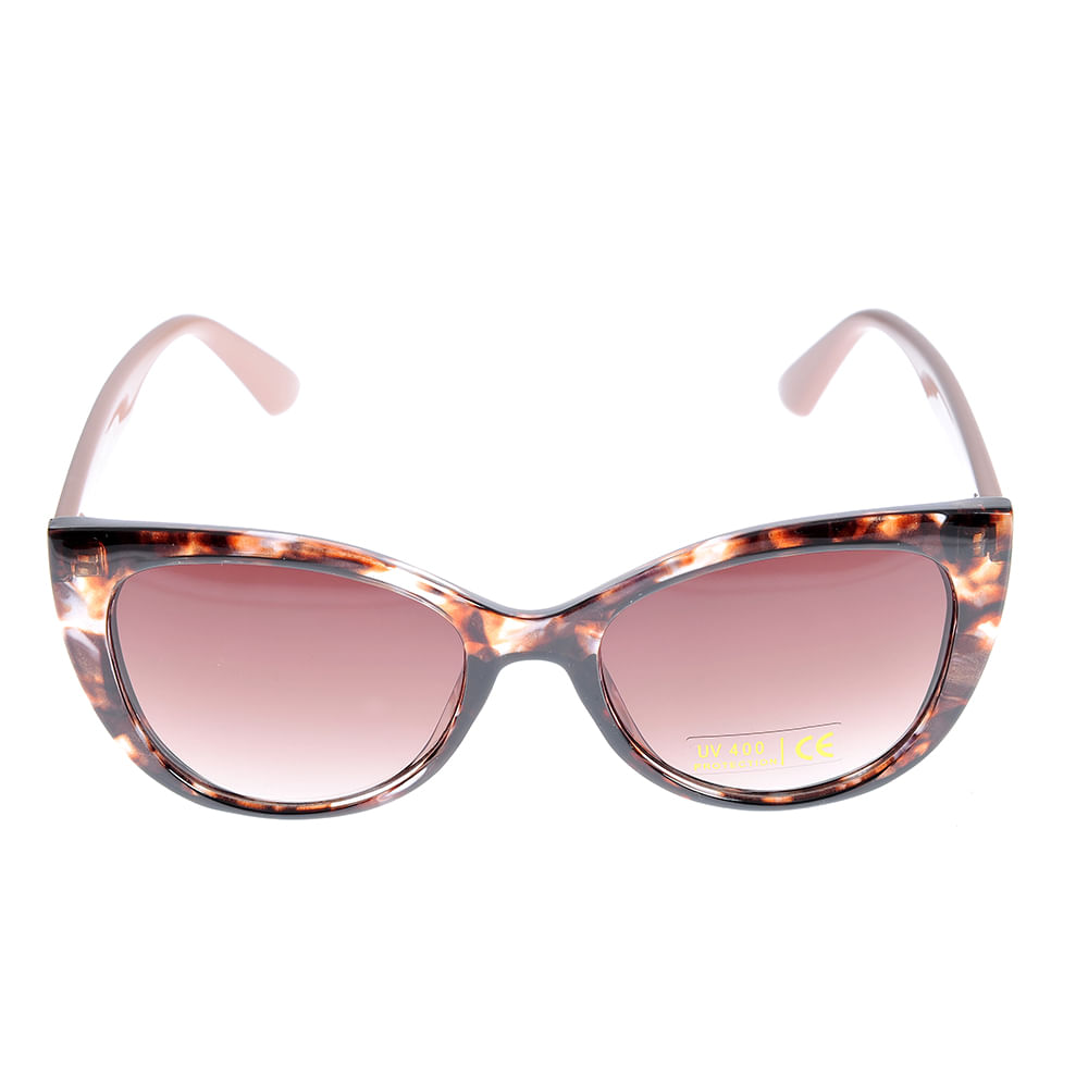 Ochelari de soare cat-eye cu imprimeu tortoise si lentile degrade roz - 3 | YEO
