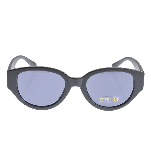 Ochelari de soare cu rama ovala neagra mata si lentile bleu UV400