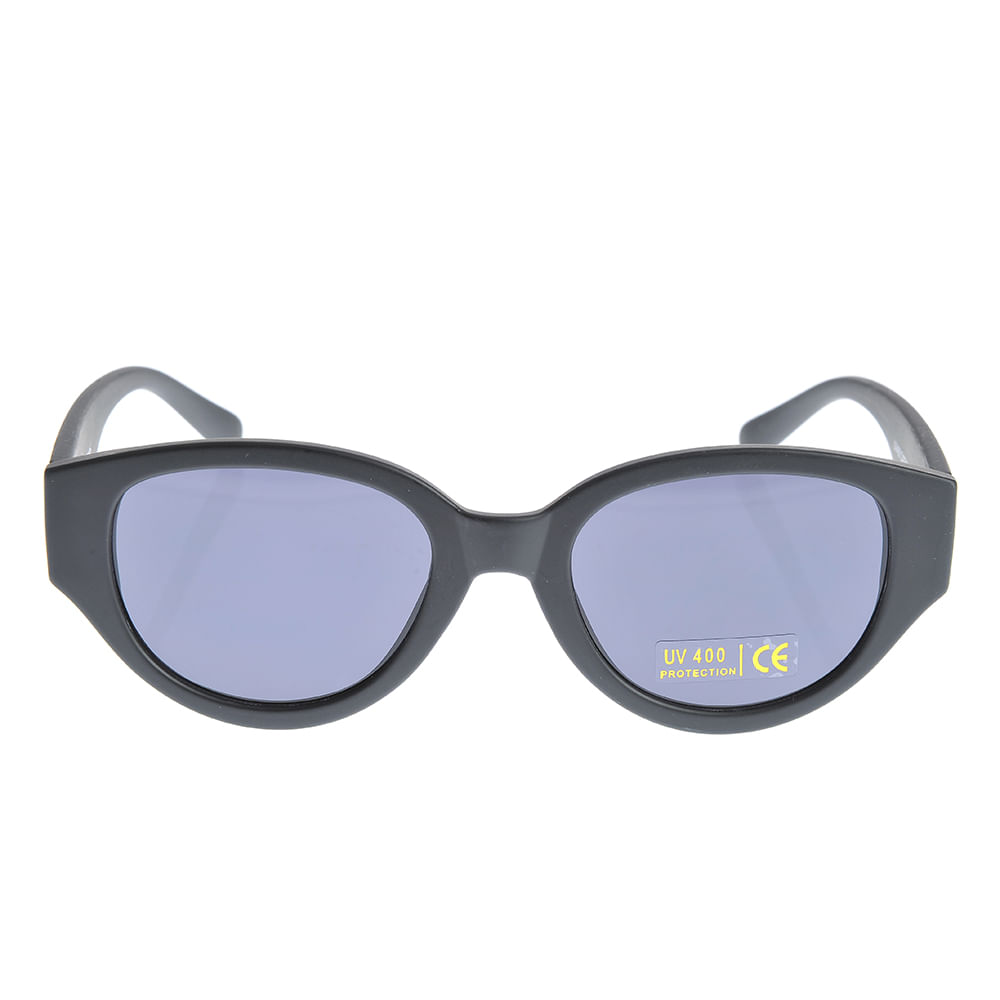 Ochelari de soare cu rama ovala neagra mata si lentile bleu UV400