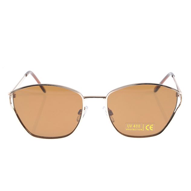 Ochelari de soare cu rama metalica subtire si lentile maro UV400