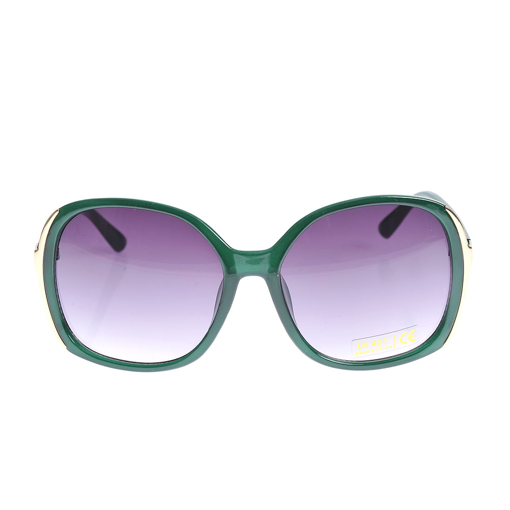 Ochelari de soare cu rama oversize verde si lentile degrade mov