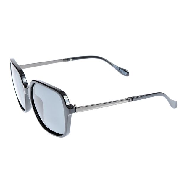 Ochelari de soare polarizati cu rama neagra si design geometric