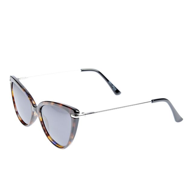 Ochelari de soare cat-eye cu rame animal print si lentile gri polarizate