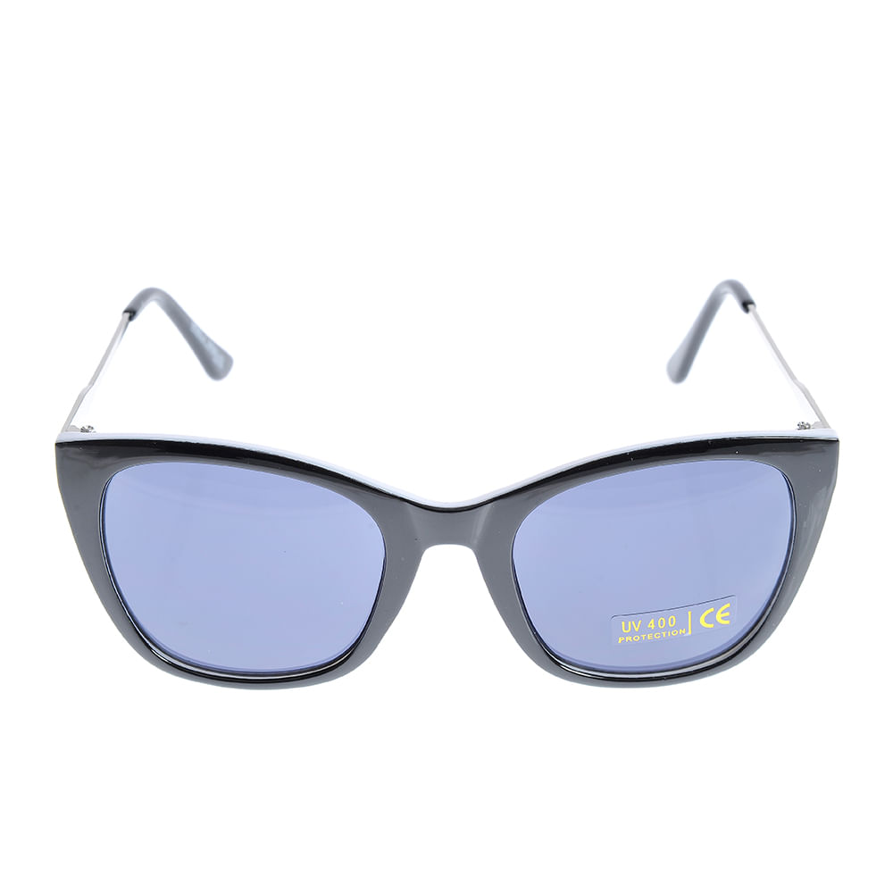 Ochelari de soare cat-eye cu lentile albastre si rame negre - 4 | YEO