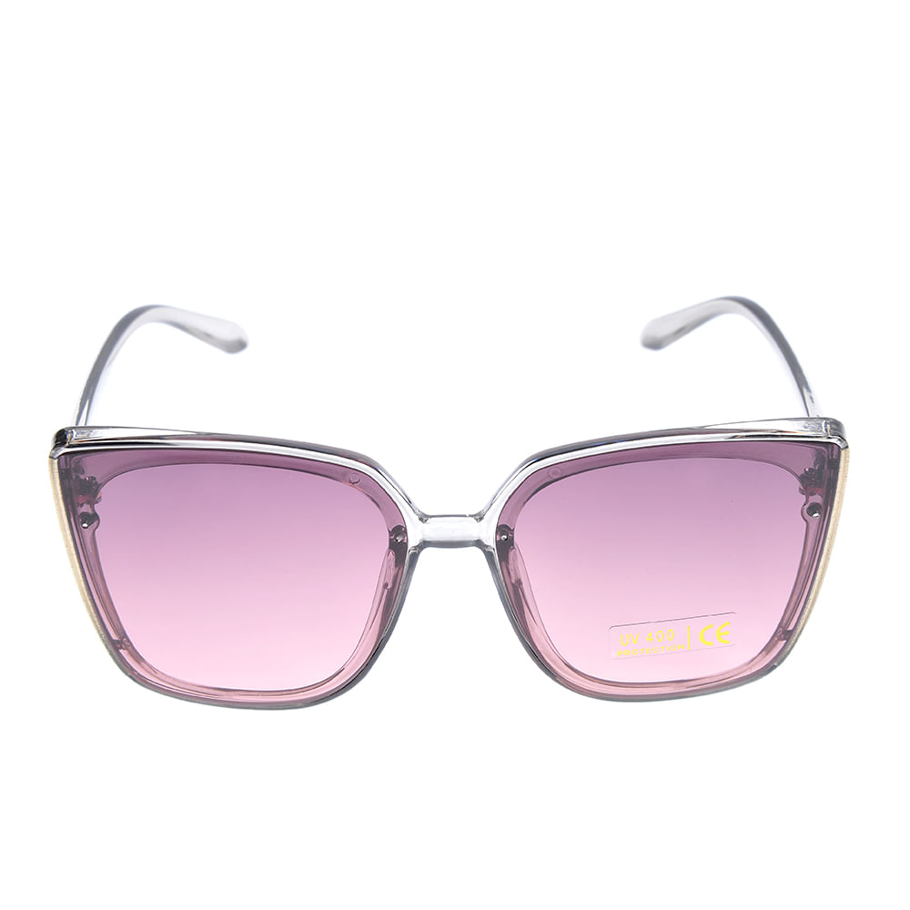 Ochelari de soare patrati cu rame transparente si lentile roz gradient - 3 | YEO