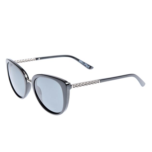 Ochelari de soare cat-eye negri cu punte metalica si lentile polarizate