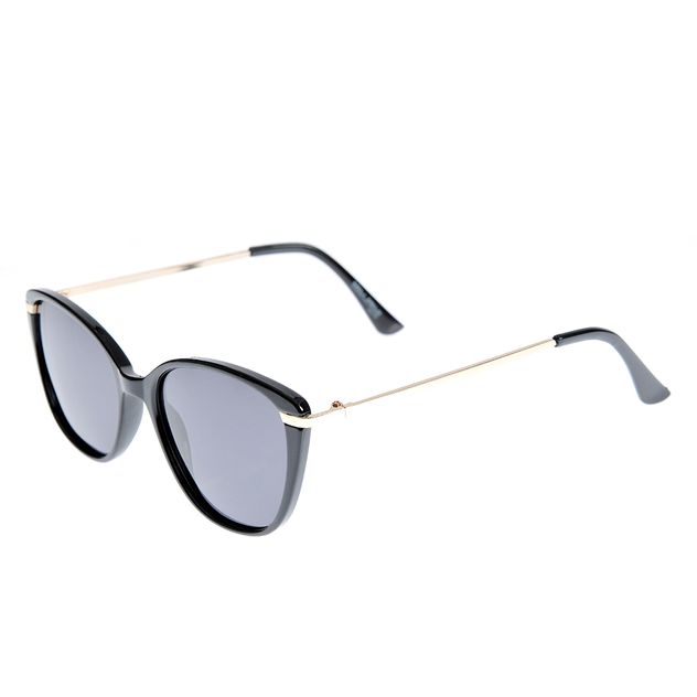 Ochelari de soare cat-eye negri cu lentile polarizate si detalii aurii