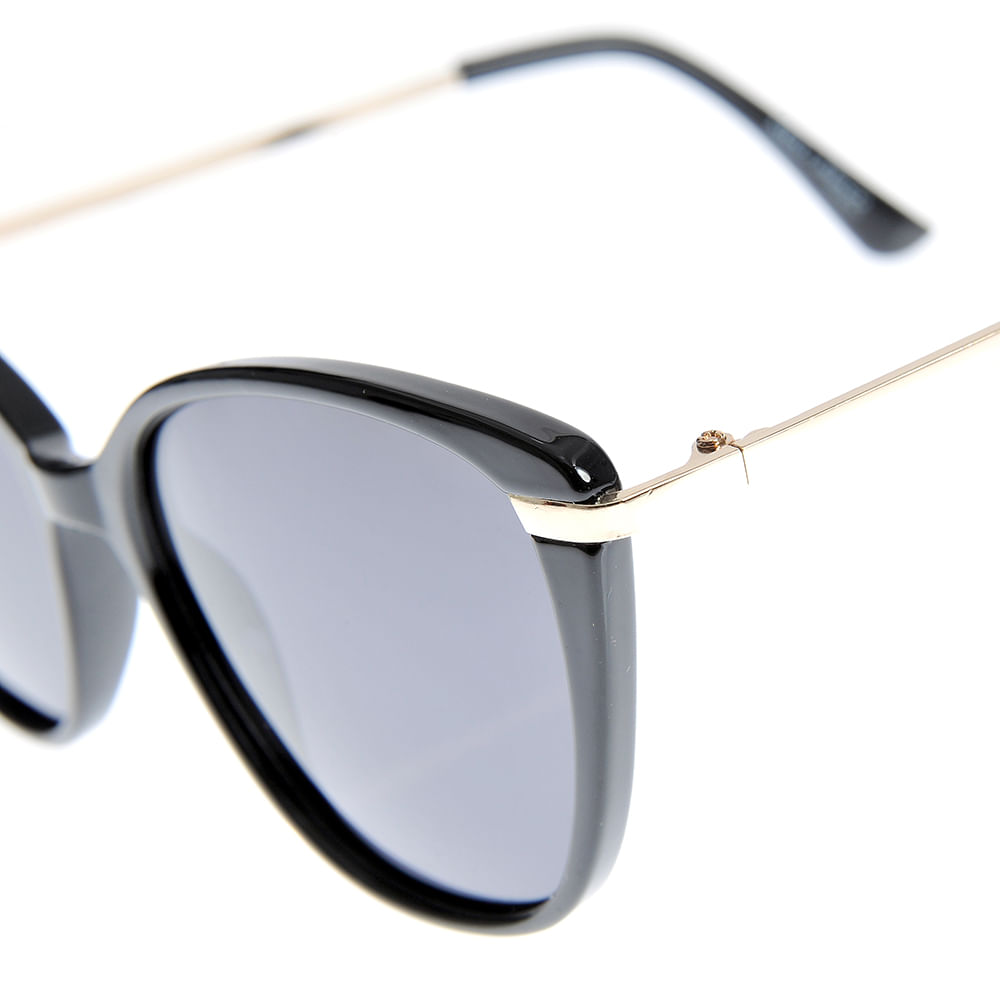 Ochelari de soare cat-eye negri cu lentile polarizate si detalii aurii - 2 | YEO