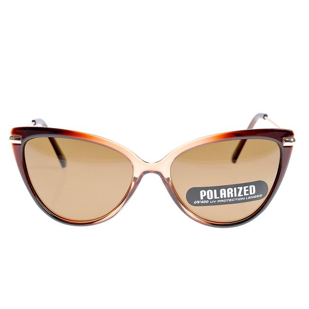 Ochelari de soare cat-eye cu rame maro si lentile polarizate