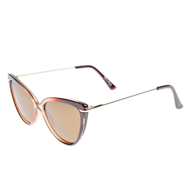 Ochelari de soare cat-eye cu rame maro si lentile polarizate