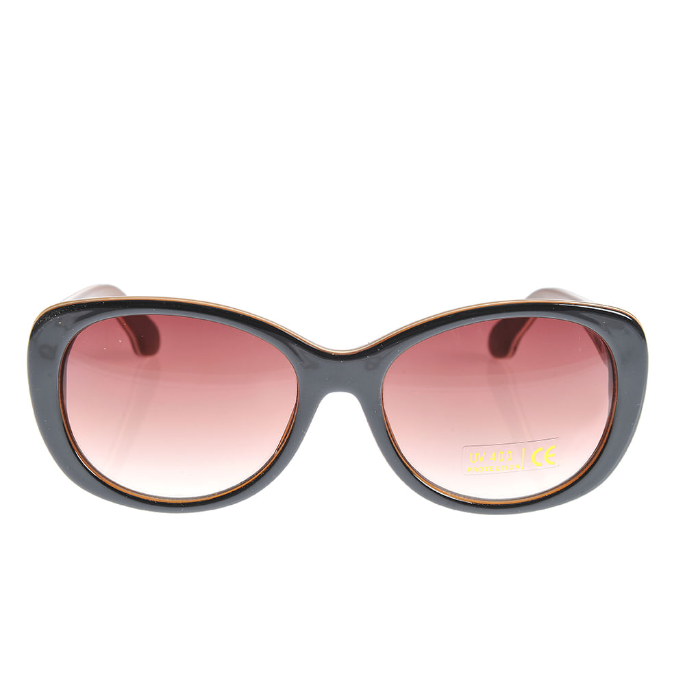 Ochelari de soare eleganti cu rame negre si lentile roz gradient