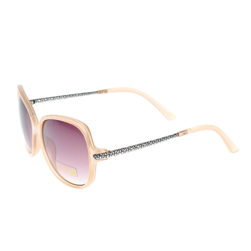 Ochelari de soare oversized cu rame crem si lentile mov degrade - 1 | YEO