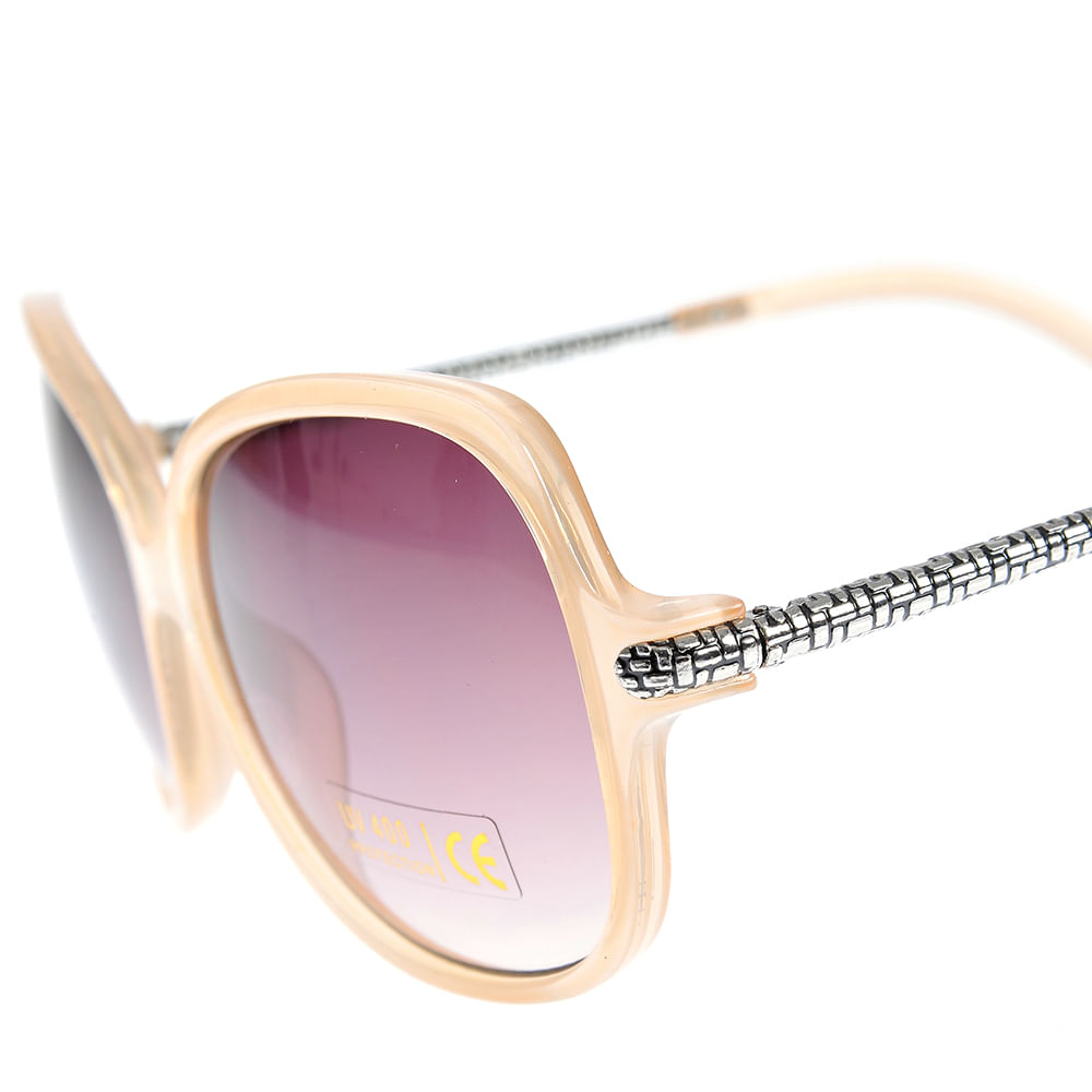 Ochelari de soare oversized cu rame crem si lentile mov degrade - 2 | YEO