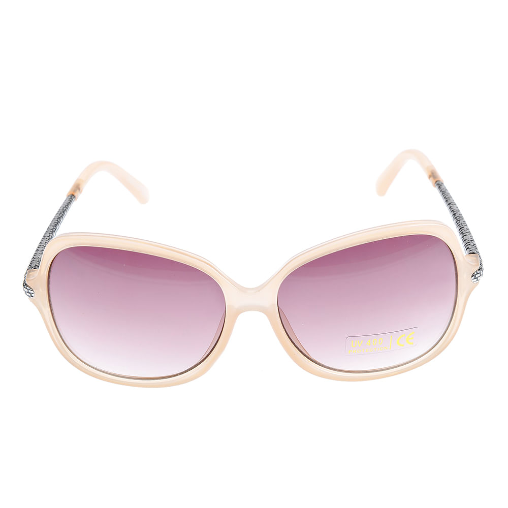 Ochelari de soare oversized cu rame crem si lentile mov degrade - 3 | YEO