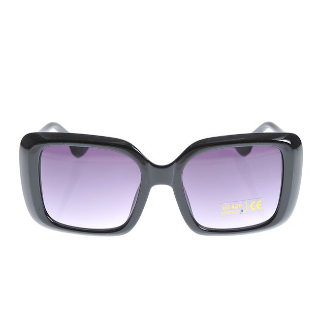 Ochelari de soare cu rame negre patrate si lentile mov UV400