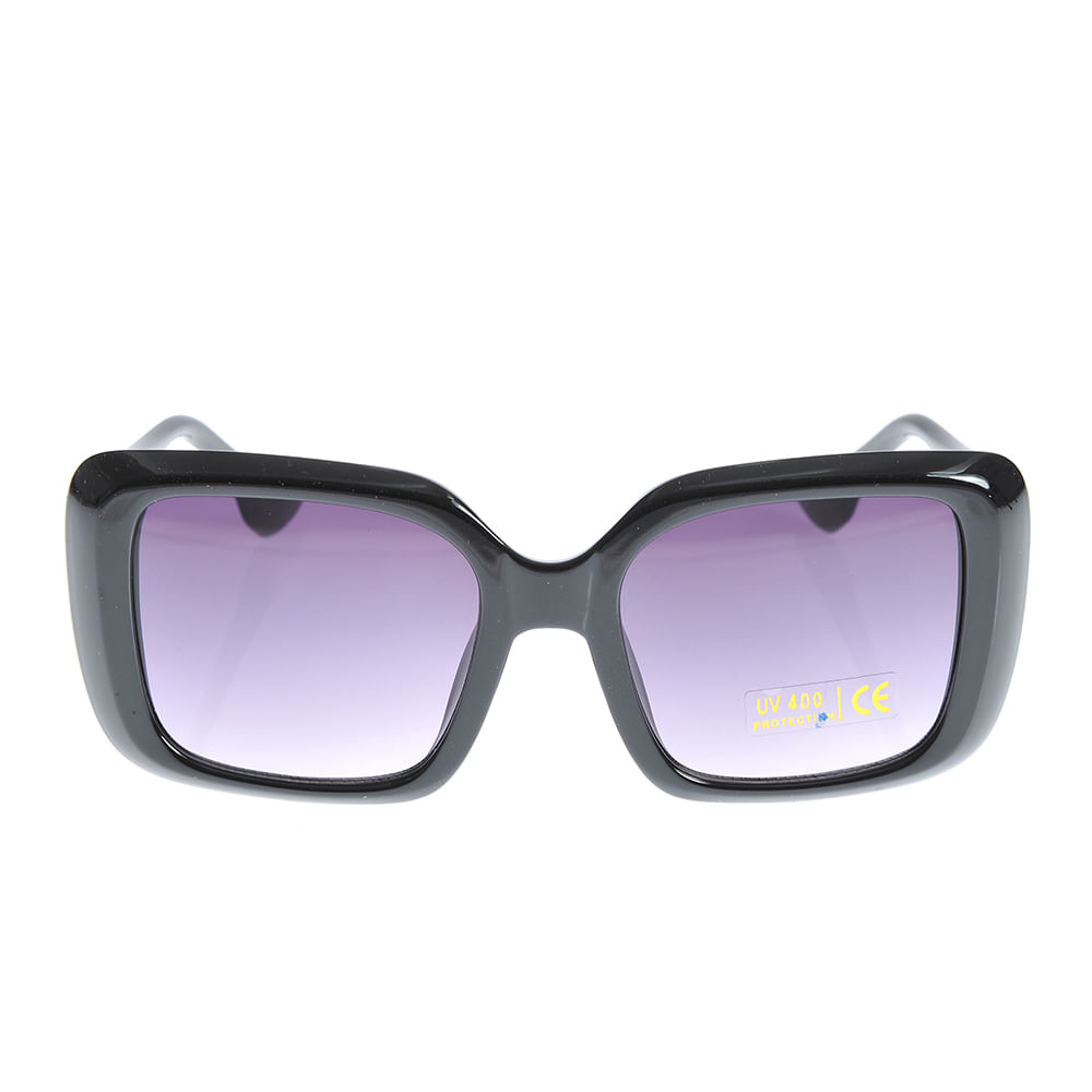 Ochelari de soare cu rame negre patrate si lentile mov UV400