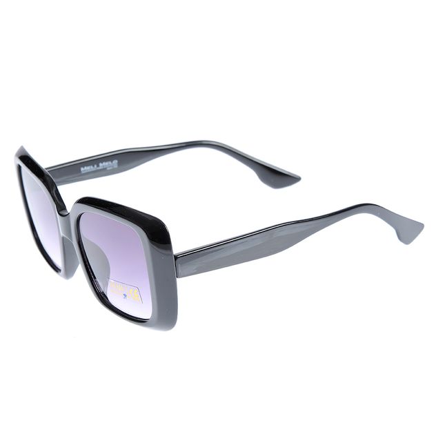 Ochelari de soare cu rame negre patrate si lentile mov UV400