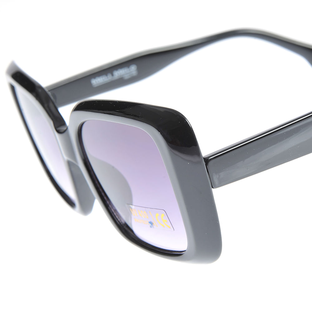 Ochelari de soare cu rame negre patrate si lentile mov UV400 - 2 | YEO
