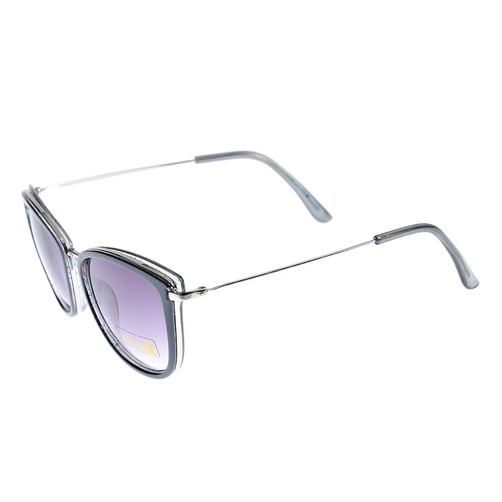 Ochelari de soare cat-eye cu rame gri si lentile degrade mov - 1 | YEO