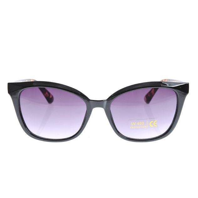 Ochelari de soare cat-eye cu rame negre si lentile mov UV400