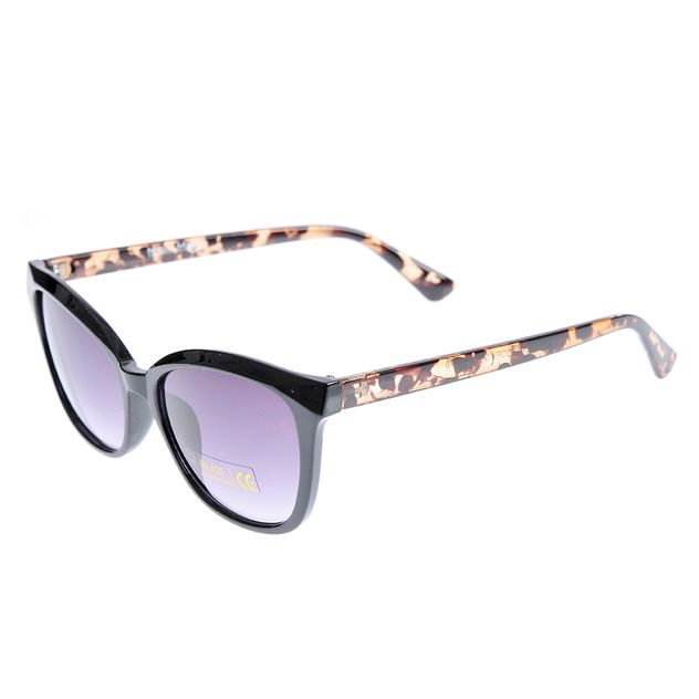 Ochelari de soare cat-eye cu rame negre si lentile mov UV400