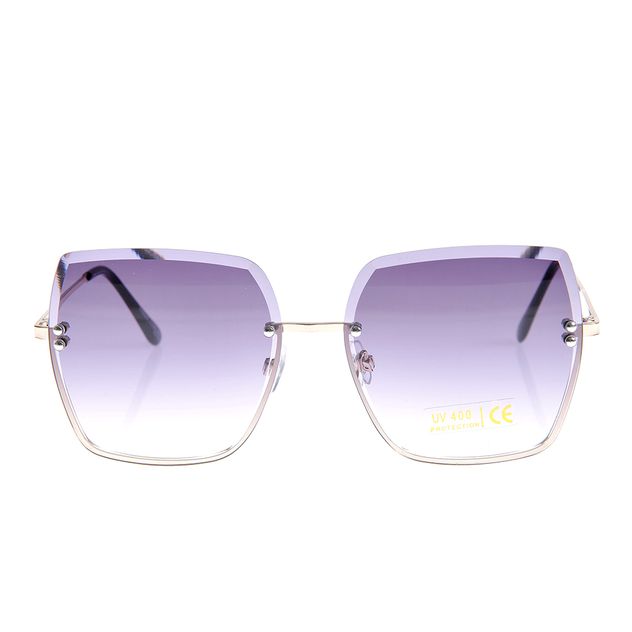 Ochelari de soare oversized cu lentile mov degrade si rame aurii subtile