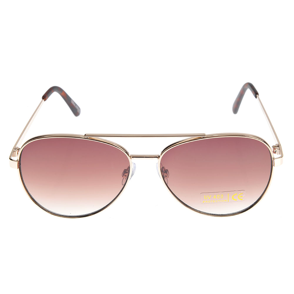 Ochelari de soare aviator cu rama aurie si lentile roz degrade UV400 - 3 | YEO