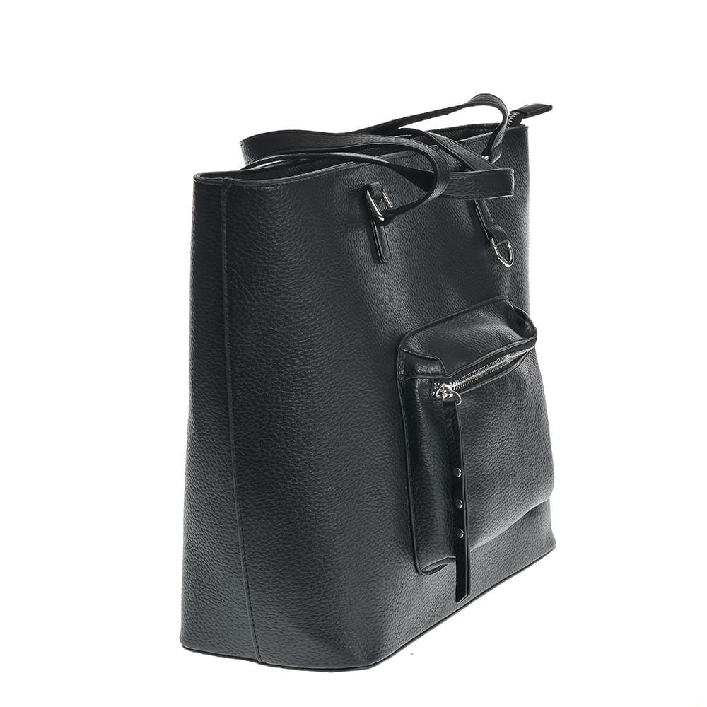 Geanta neagra cu buzunar frontal - 1 | YEO