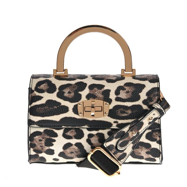 Geanta de umar cu model animal print si maner metalic