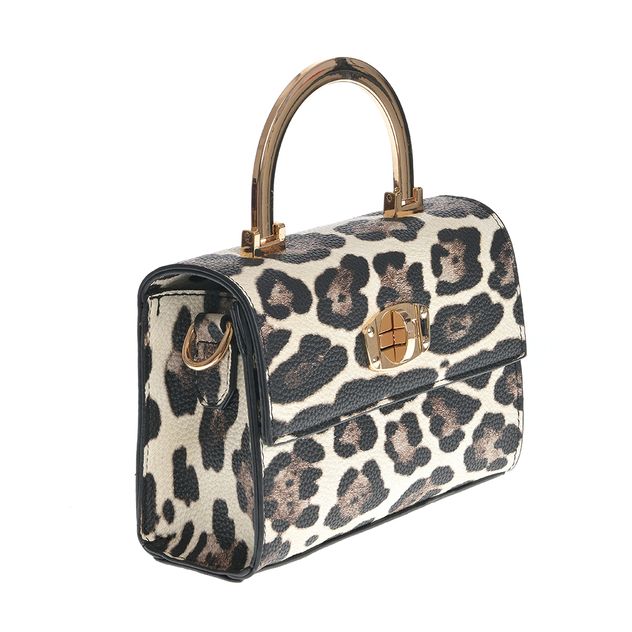 Geanta de umar cu model animal print si maner metalic
