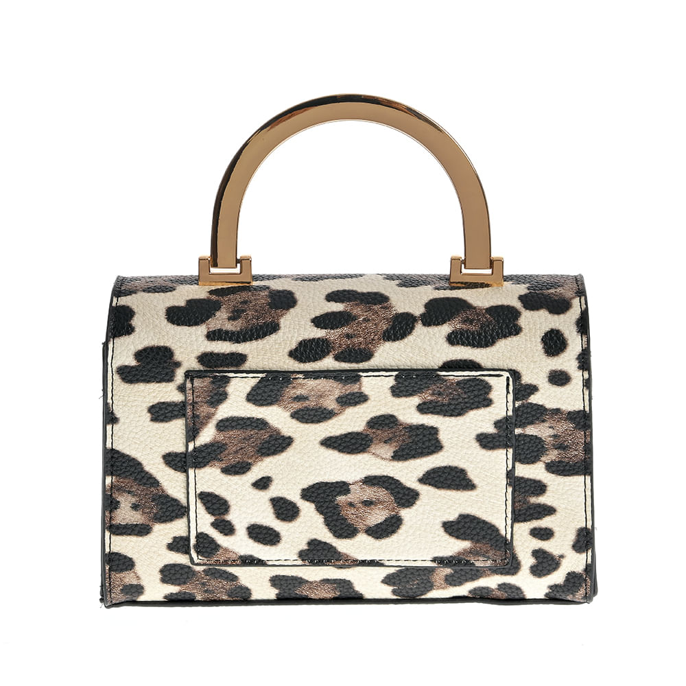 Geanta de umar cu model animal print si maner metalic - 2 | YEO