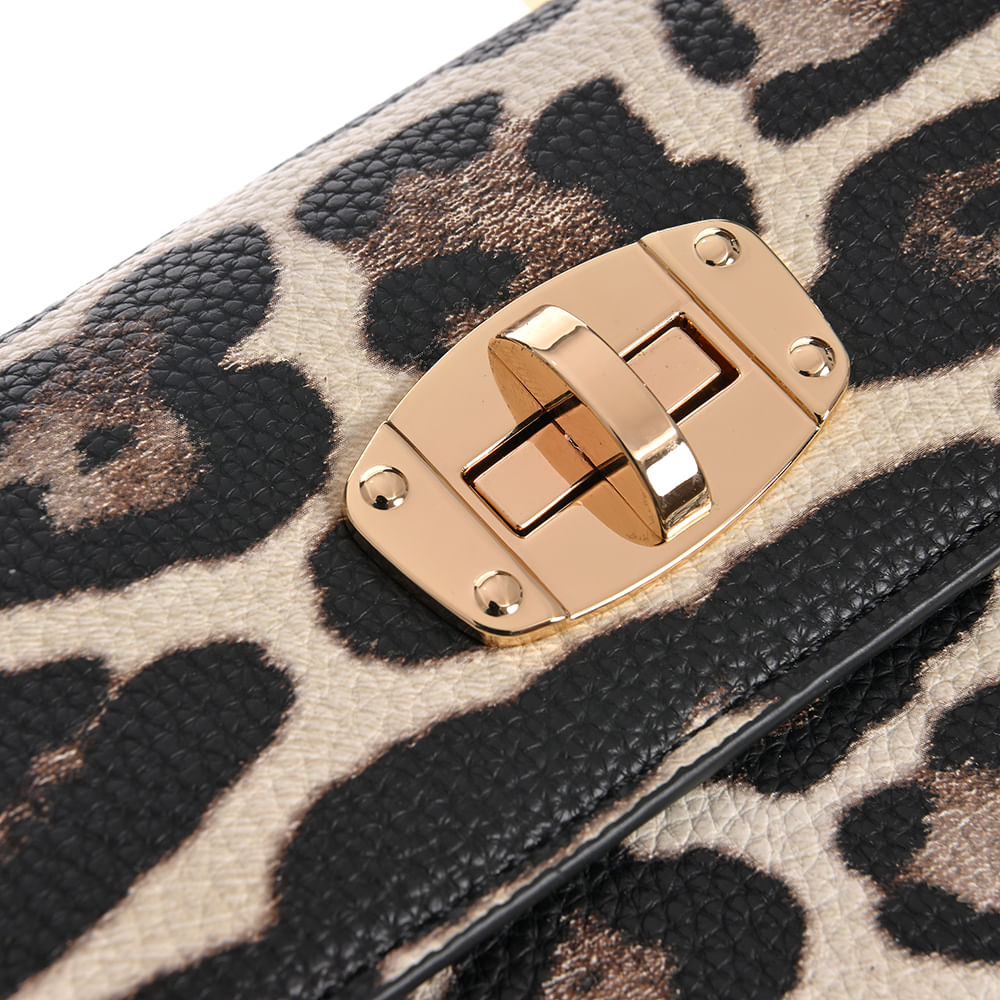 Geanta de umar cu model animal print si maner metalic - 3 | YEO