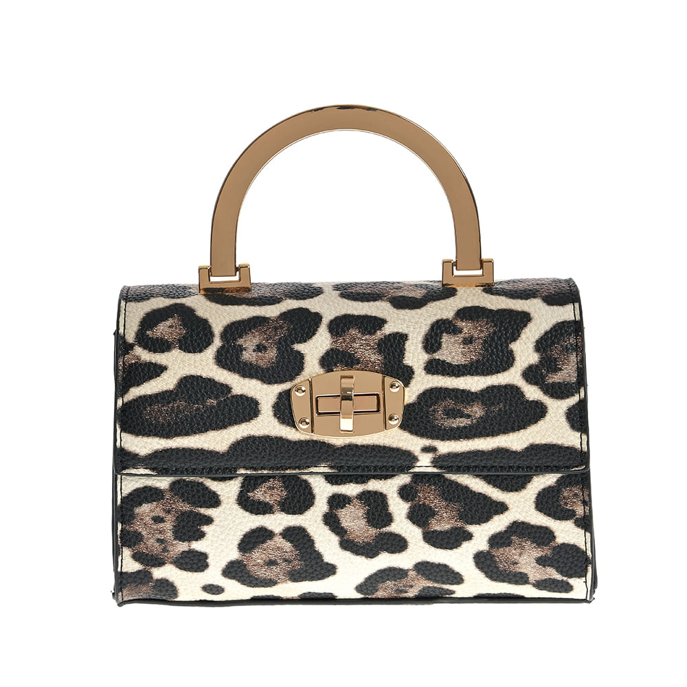 Geanta de umar cu model animal print si maner metalic - 4 | YEO