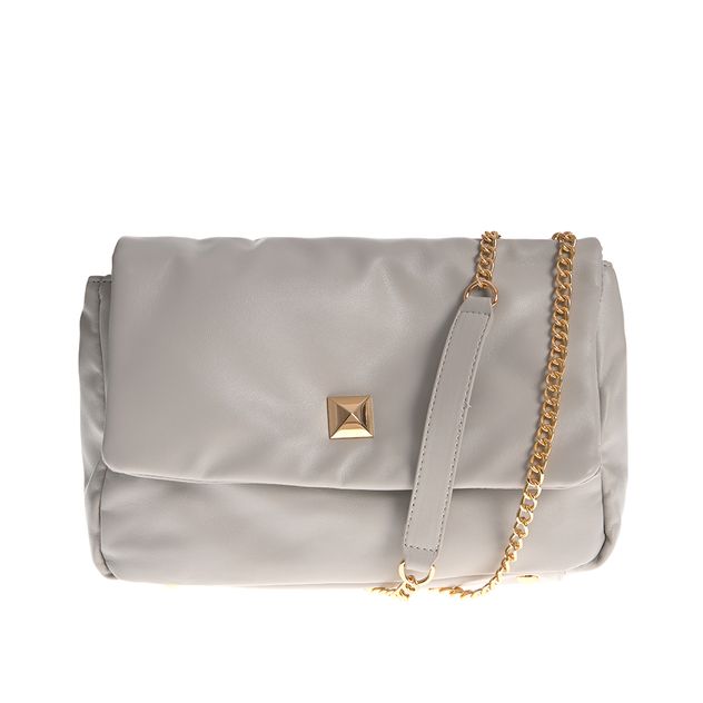 Geanta crossbody gri cu bareta din lant