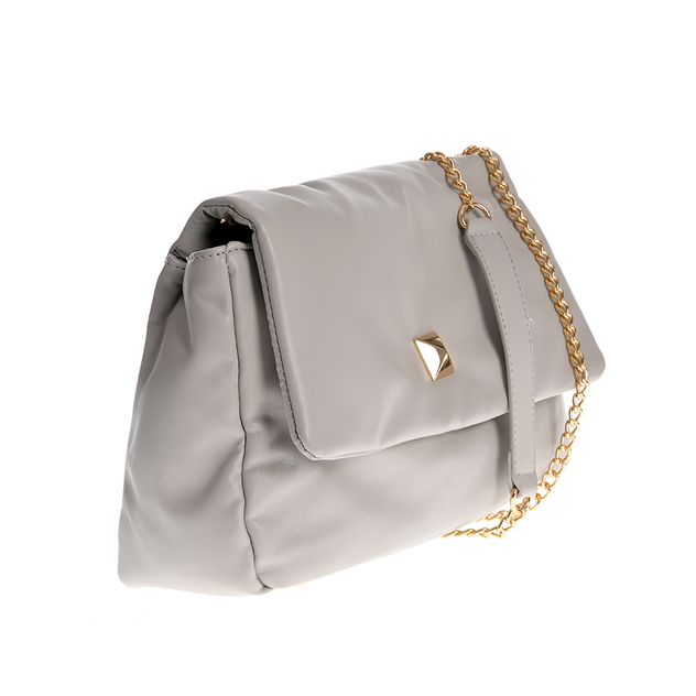 Geanta crossbody gri cu bareta din lant