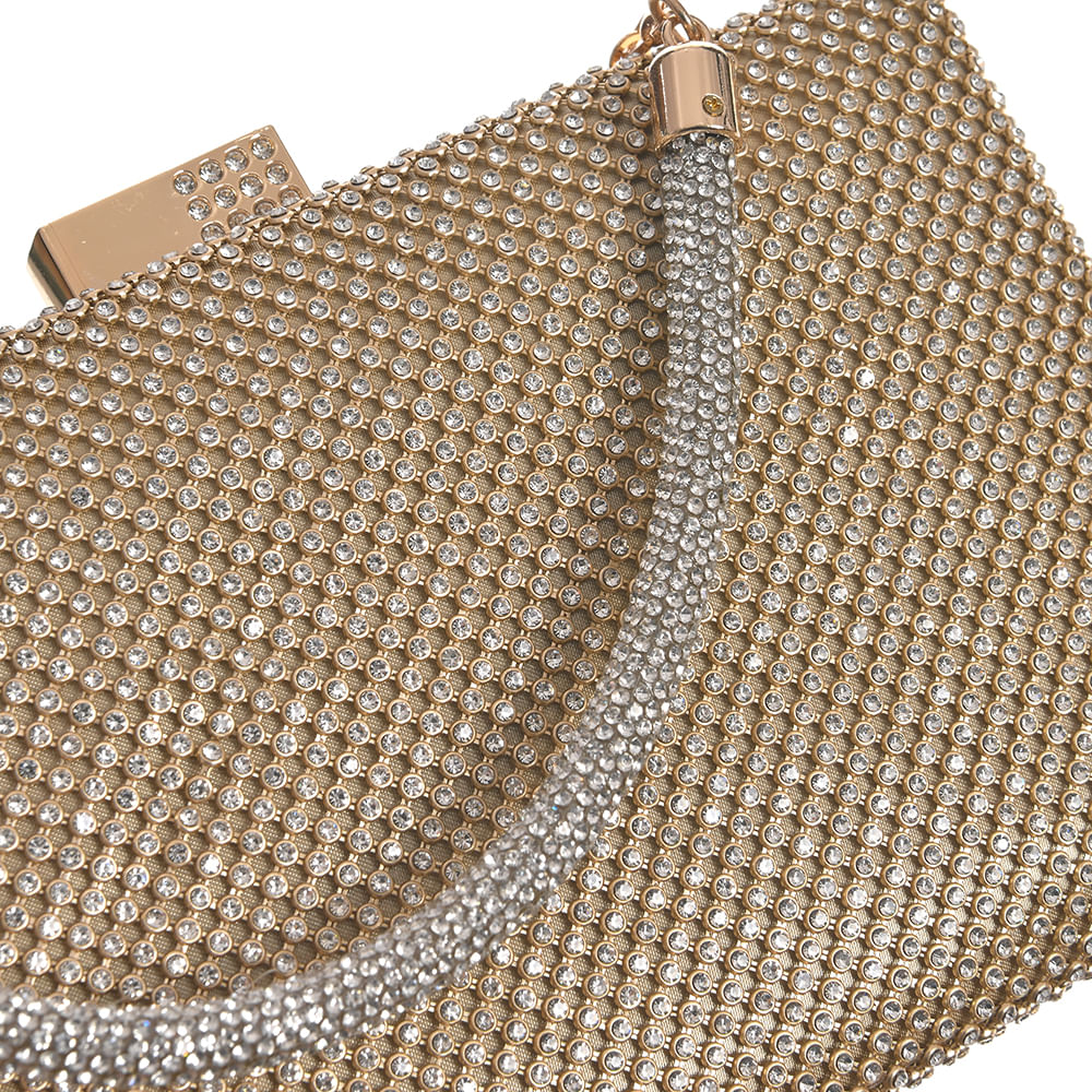 Geanta plic aurie cu pietre acrilice - 2 | YEO