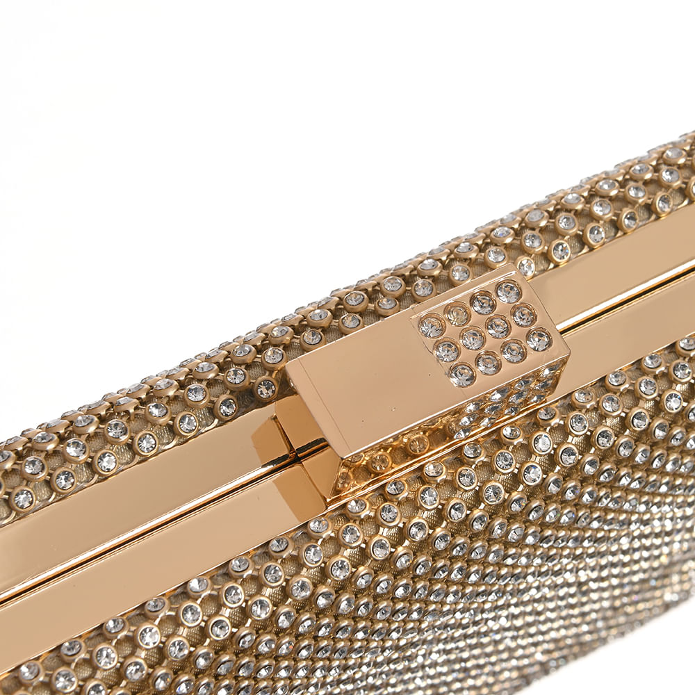 Geanta plic aurie cu pietre acrilice - 3 | YEO
