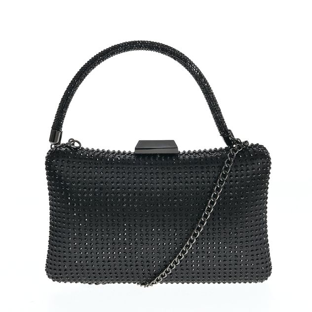 Geanta plic neagra cu pietre acrilice