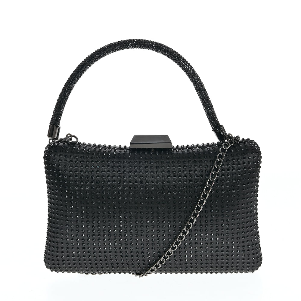 Geanta plic neagra cu pietre acrilice