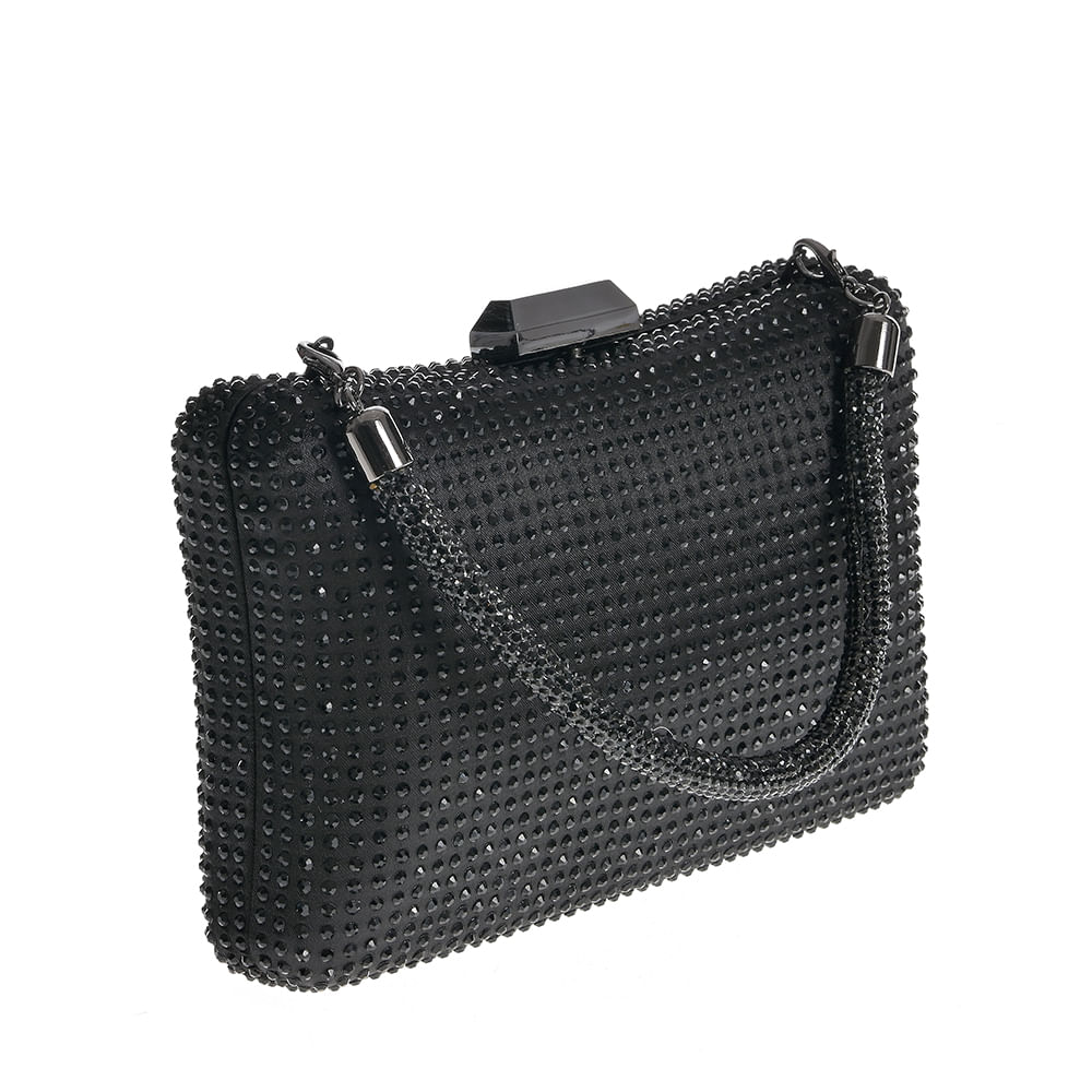Geanta plic neagra cu pietre acrilice - 1 | YEO