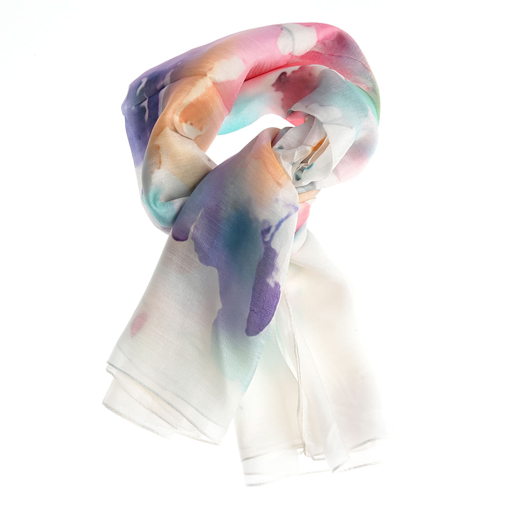 Esarfa de matase in nuante multicolore 100 x 100 cm