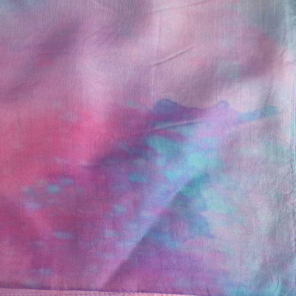 Esarfa matase in nuante de roz , lila si portocaliu 100 x 100 cm - 2 | YEO