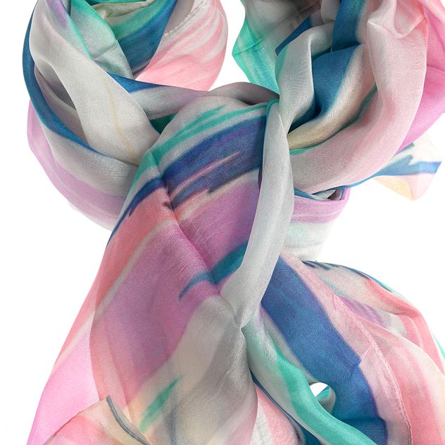Esarfa eleganta din matase cu imprimeu artistic multicolor