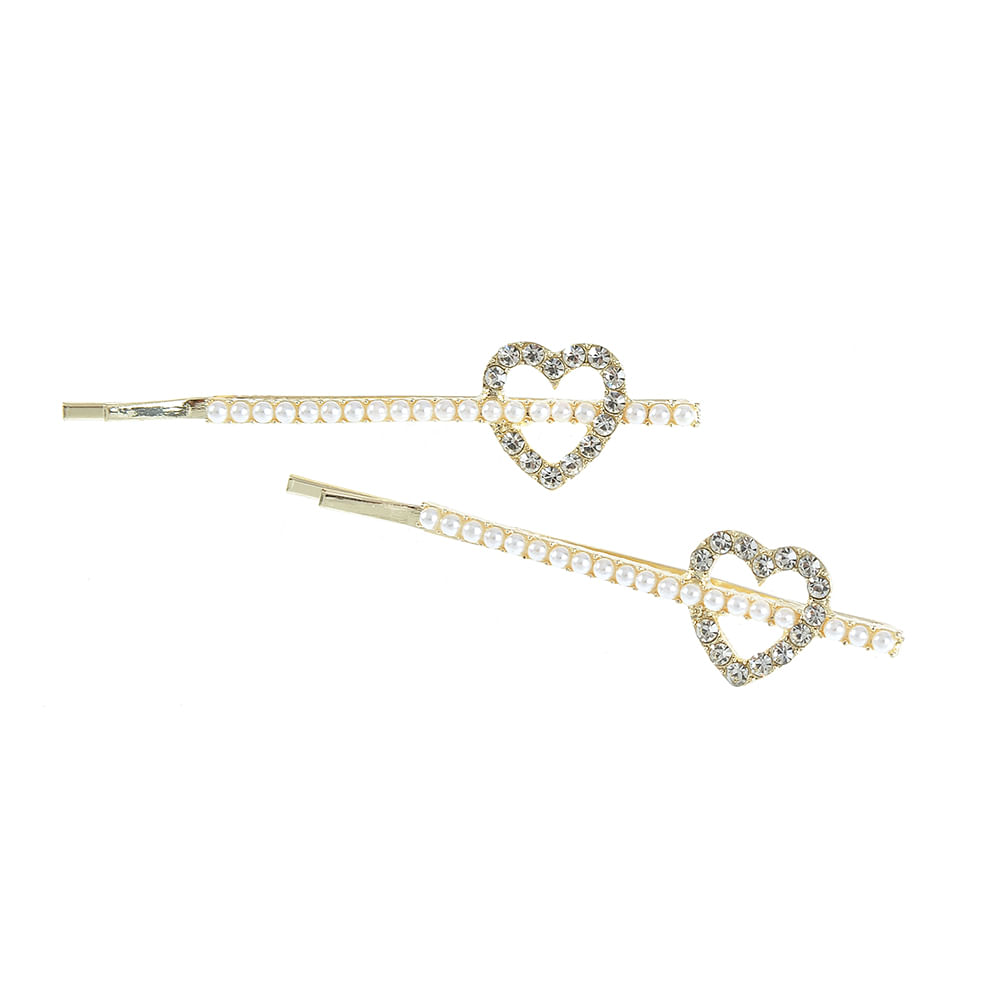 Set 2 agrafe cu perle albe acrilice